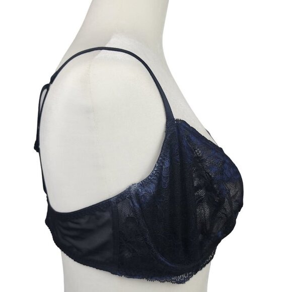 La SENZA Lace Underwire Bra No Padding Black & Blue 38DD - Picture 3 of 7